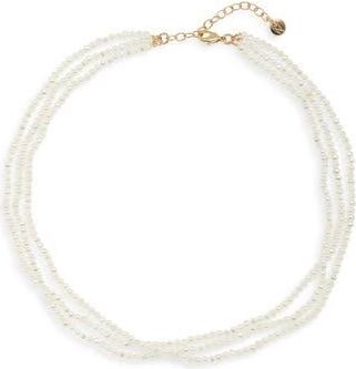 Nordstrom Triple Strand Faux Pearl Necklace in White- Gold at Nordstrom Rack