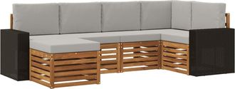 vidaXL Conjunto De Sof&aacute;s De Exterior 6 Uds. Natural Y Gris Claro Vidaxl