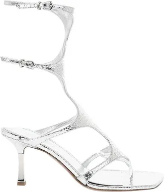 PARIS TEXAS Silver Leather Strappy Heels