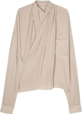 Quira Dames Wrap B-Up Shirt - Dames - Blouses - Beige - XS - Overhemden