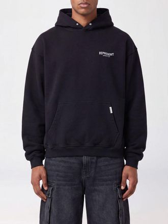 Represent Felpa con cappuccio in cotone relaxed fit con logo stampato