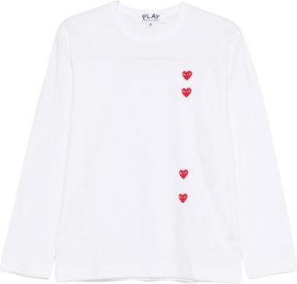 Comme Des Gar&ccedil;ons Long Sleeve Tops, male, White, Size: XL Long Sleeve 4 Heart T-Shirt