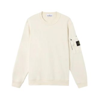 Stone Island Sweatshirts, male, White, Size: 2XL Logo Sweatshirt