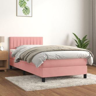 vidaXL Cama Box Spring Con Colch&oacute;n Terciopelo Rosa 90x200 Cm Vidaxl