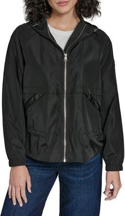 Karl Lagerfeld Hooded Windbreaker in Black at Nordstrom Rack, Size X-Small