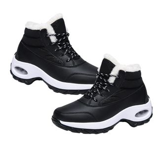 Frcolor WomenS Mid-Calf Winter Snow Boots with Height Increase, Black Plush Lined Warm Outdoor Footwear, Size 41