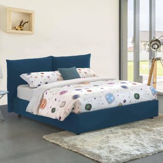 Talamo Italia Talamo Italia - Dmora - Cama Matrimonial Dbrunor, Cama Contenedor Con Revestimiento De Tela, 100% Made In Italy, Apertura Frontal, Con Colch&oacute;n Cm 160x