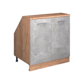 Vicco Armario De Cocina Para Techo Inclinado R-line, Hormig&oacute;n, 80 Cm Con 2 Puertas, 60 Cm De Profundidad, Vicco