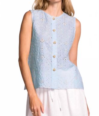Pink Martini Womens Eyelet Top In Blue Skies