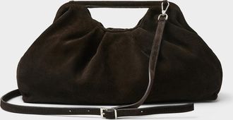 Simons Womens Pleated suede XL evening bag Exclusive collection from Italy