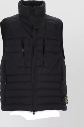 Stone Island high collar padded sleeveless jacket side pockets