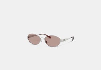 Coach C Hardware Metal Narrow Oval Sunglasses