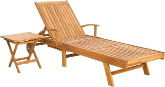 vidaXL Tumbona Con Mesa Madera De Teca Maciza Marr&oacute;n Vidaxl