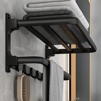 OEM Toallero Sin Taladrar - Negro - Soporte Para Toallas De Ba&ntilde;o - Montaje En Pared - Con 5 Ganchos Para Toallas, 58 Cm