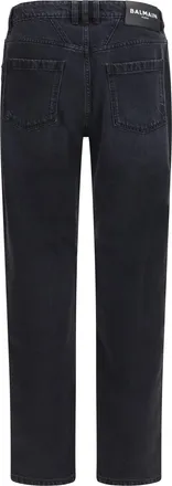 Balmain Mens Straight-Leg Denim Jeans Noir D&eacute;lav&eacute; Cotton