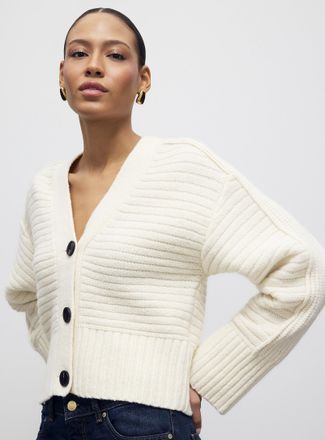 Inwear Womens Wide-rib semi-fitted Cardigan Sweater