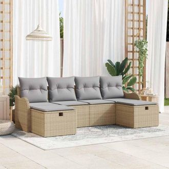 vidaXL Conjunto De Sof&aacute; De Jard&iacute;n Con Coj&iacute;n 6 Pcs Beige Polirat&aacute;n Vidaxl