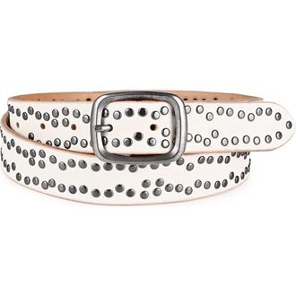 OLD TREND Westland Genuine Leather Desert Inspired Studded Belt in White at Nordstrom, Size Medium
