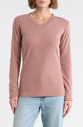Go Couture V-Neck Long Sleeve T-Shirt in Brandied Melon at Nordstrom Rack, Size X-Large