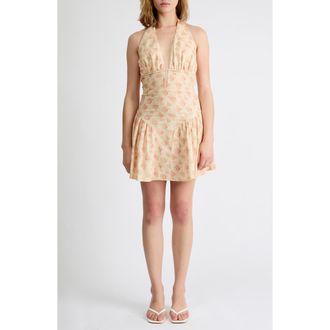 Extro&Vert Alice Halter Minidress in Floral Print at Nordstrom, Size X-Small
