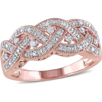 Delmar Two-Tone Pav&eacute; Diamond Braid Ring in Rose at Nordstrom Rack, Size 7