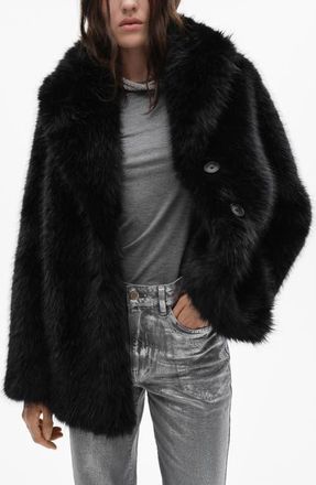 Mango Faux Fur Coat in Black at Nordstrom, Size Small