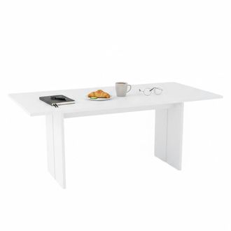 Dmora Mesa De Comedor Ddesogu, Mesa De Dise&ntilde;o Rectangular, Mesa De Cocina, 100% Made In Italy, Cm 160x90h75, Blanco Brillo - Dmora