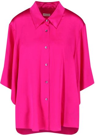 Dries Van Noten Pink Clea Loose-Fitting Silk Blouse