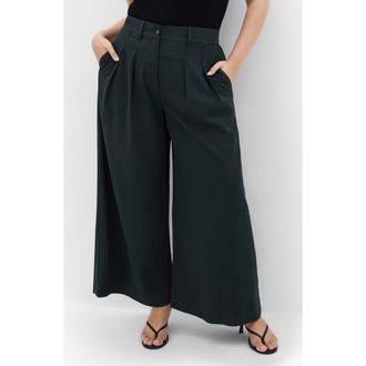 City Chic Abbie Wide Leg Pants in Deep Emerald at Nordstrom, Size Xxxs