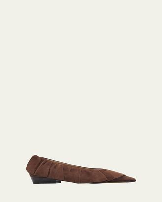 J.W.Anderson Suede Ruffle Ballerina Flats
