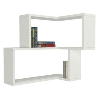 Dmora Estante Omignano, 2 Estantes, Esquinero, 45x15x55h Cm Blanco
