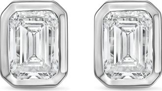 Diana M. Jewels 14Kt White Gold 2.00 cts Lab Grown Emerald Diamond Bezel Studs
