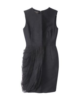 Giambattista Valli Pleated Midi Dress in Black Wool