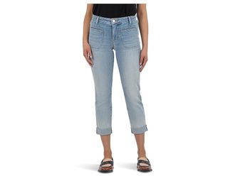 Kut from the Kloth Petite Amy Crop Straigh Leg Roll Up Womens Jeans Valor : 14P 24.5, Cotton/Denim/Spandex
