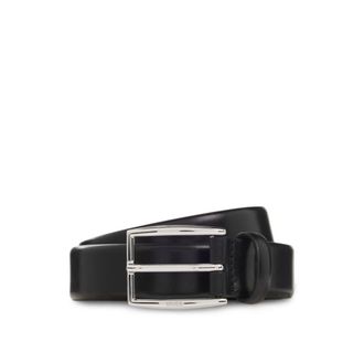 BOSS Leather belt with silver-tone pin buckle