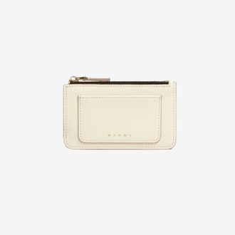 Marni Saffiano Leather Card Case - Talc Grey