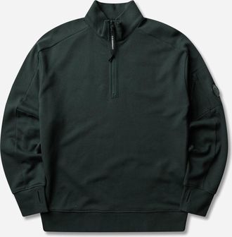 C.P. Company Men s Diagonal Raised Fleece Half Zip Sweatshirt Ponderosa Pine