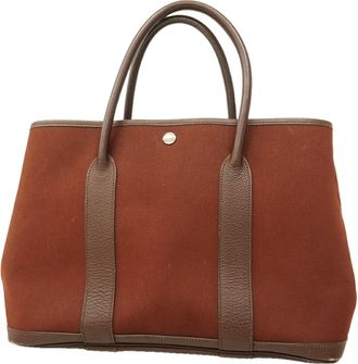 Herm&egrave;s Brown Toile Officier Tote Bag (Pre-Owned)
