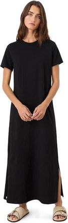 Pact Organic Cotton Soft-Slub Essential Easy Tee Maxi Dress in Black at Nordstrom, Size Medium