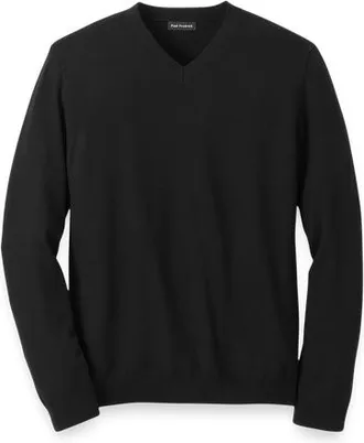 Paul Fredrick Washable Merino Wool V-neck Sweater in Black at Nordstrom, Size Xx-Large