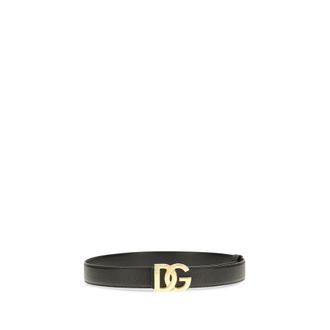 Dolce & Gabbana Interlocking DG Logo Belt - Black