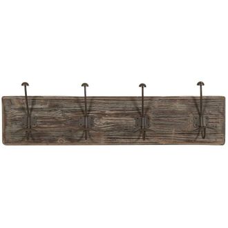 Biscottini International Biscottini - Perchero De La Pared De Madera Maciza Y Hierro Forjado A La Mano Acabado Con Efecto Madera Envejecida 58x10x21 Cm