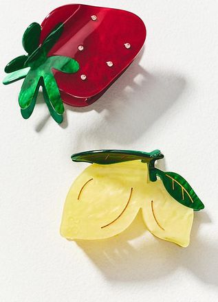 Frasier Sterling Fruit Claw Clips, Set of 2