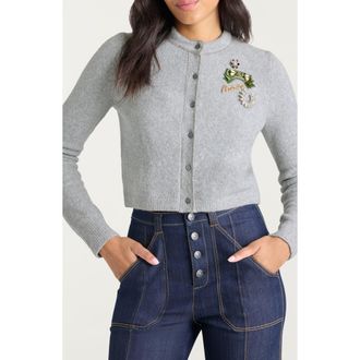 Cinq &agrave; Sept Allura Cardigan in Heather Grey/clear at Nordstrom Rack, Size Large