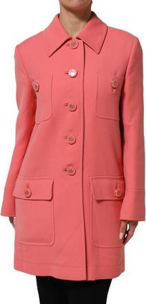 Dolce & Gabbana Womens Pink Buttoned Down Trench Coat Jacket Clothing