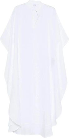120% Lino Oversized V-neck Kaftan - Dames - Shirt Kleedjes - Wit - S - Linnen - Kleedjes