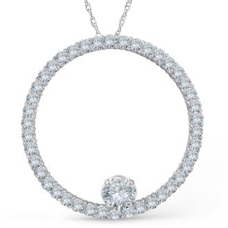 Pompeii3 1 1/2ct Circle Of Life Diamond Pendant 14K White Gold