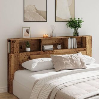 Berkfield Home Headboard Cabinet Old Wood 200x18.5x102.5 cm Engineered Wood in Brown