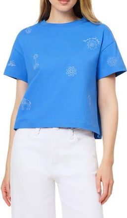 Scotch & Soda Dyed Boxy Crop Graphic T-Shirt in Regatta at Nordstrom Rack, Size X-Large
