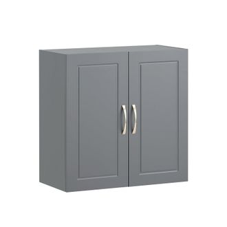 SoBuy Sobuy - Mueble De Pared Armario Suspendido Con 2 Puertas Armario Colgante Para Ba&ntilde;o Con Balda Ajustable Gris 60 X 30 X 60 Cm Frg231-dg Es